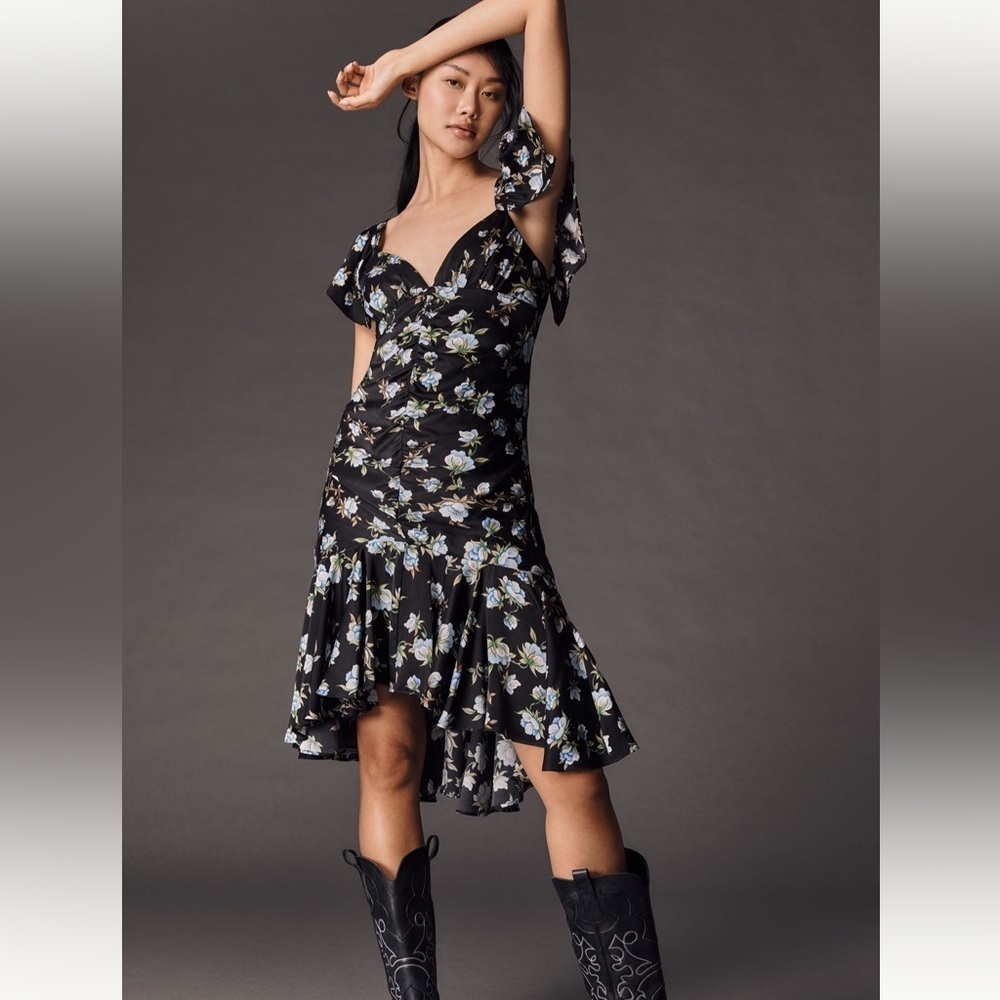 NWT By Anthropologie Sweetheart Ruched Drop-Waist Dress